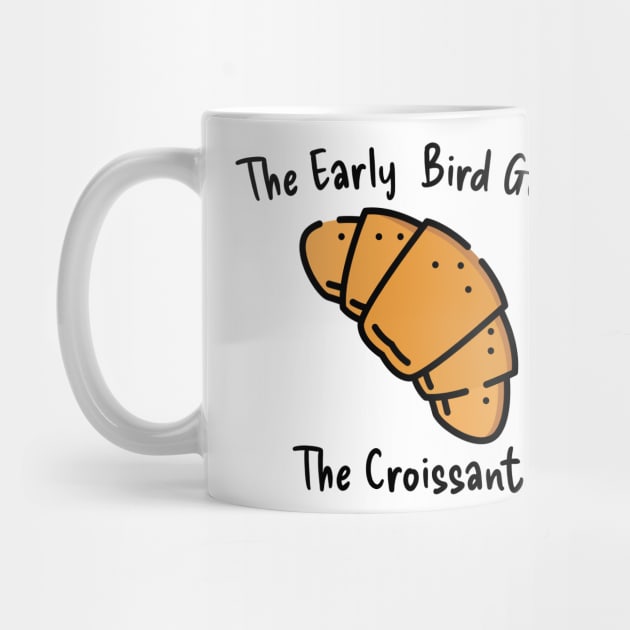 Croissant Early Bird Morning Coffee Kawaii Art Sweet Yummy by Flowering Away